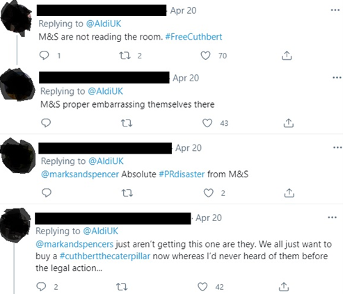 Twitter thread criticising M&S
