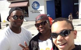 Kathy with her sons in California
